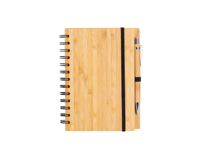 Caderno e Caneta ambos em Bambu 18x13,5cm